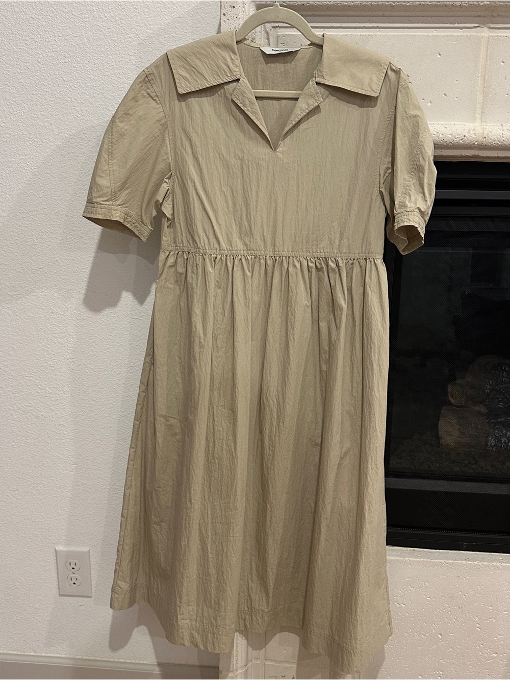 Light Tan Collared Midi Dress